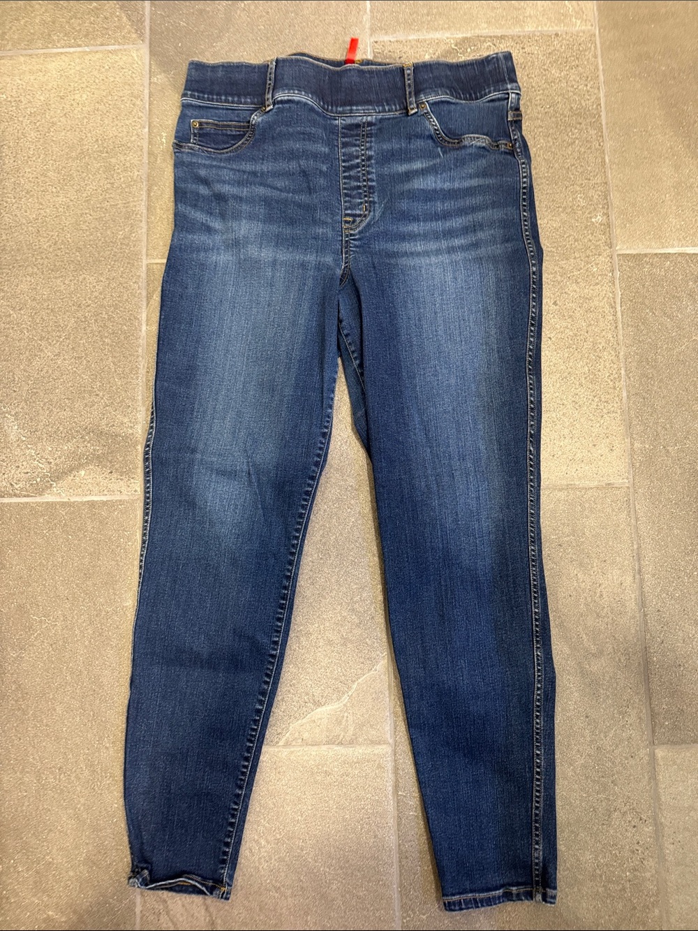 Spanx Straight Leg Jeans Dark Wash Pull-On High Rise (Size 1X / 1XT Tall)